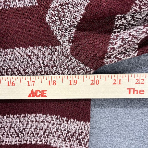 T/O Sweaters Cardigan Womens Size M red wine Stripe Long Sleeve Hooded Stretch - Picture 10 of 11